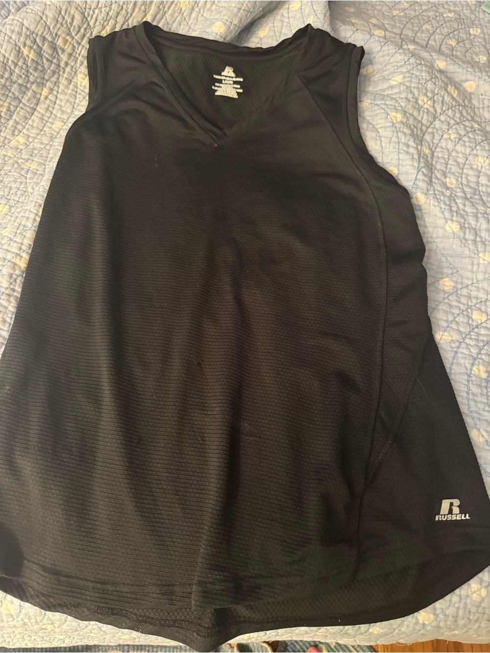 2 Russell Athletic Black Mesh Women's Training Tanks Size Large